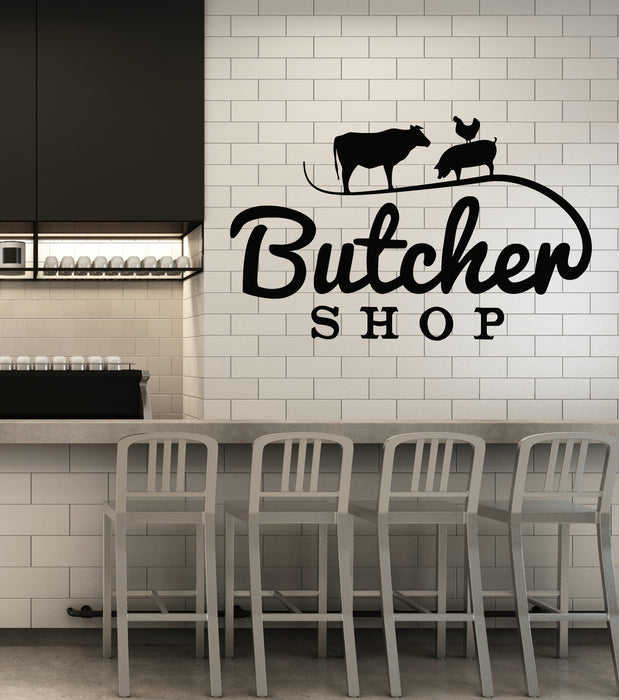 Butcher Counter Sticker Vinyl Wall Decal Butcher Shop Animals Cow Pig Chicken Meat Stickers Mu ...