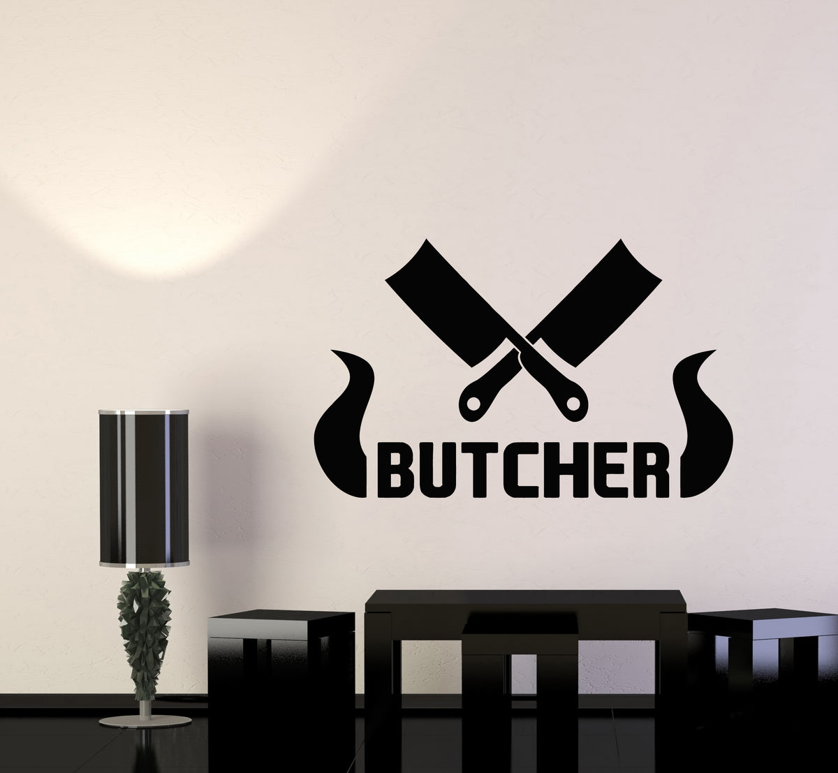 Butcher Counter Sticker Vinyl Wall Decal Butcher Shop Meat Shop Butchery Big Knifes Stickers M ...