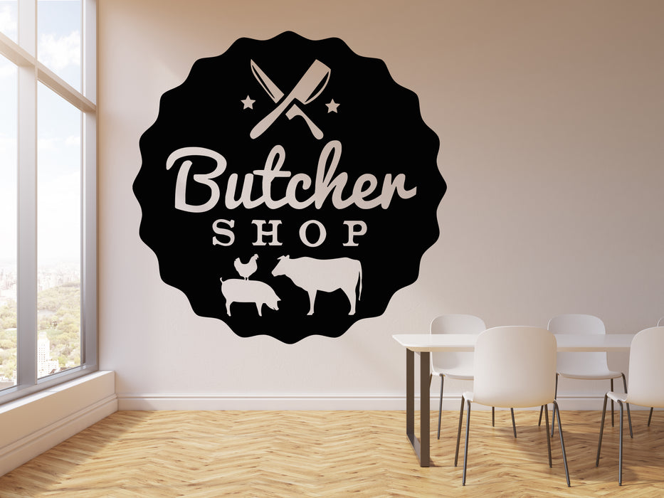 Vinyl Wall Decal Butcher Shop Beef Meat Kitchen Cutting Board Stickers Mural (g2827)