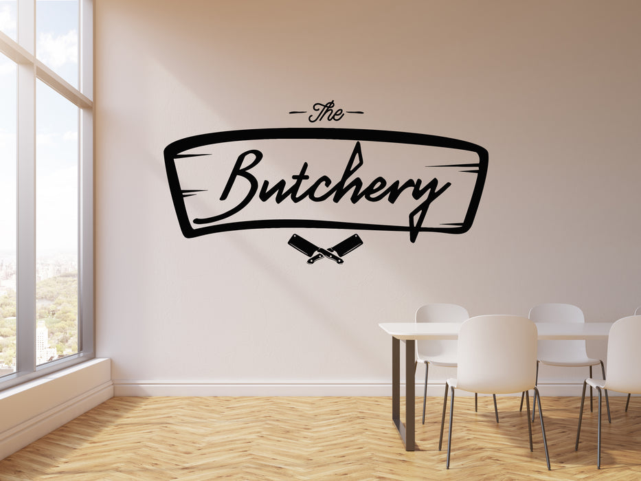 Vinyl Wall Decal Butcher Shop Beef Meat Butchery Knifes Stickers Mural (g3820)