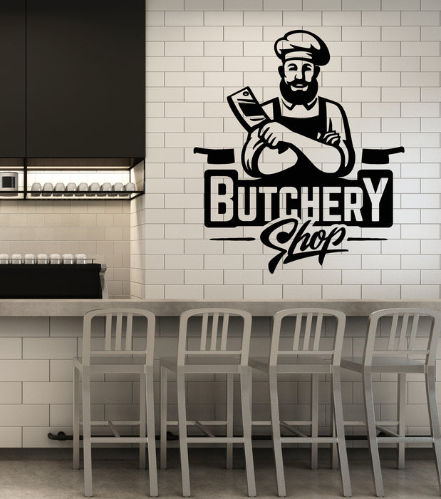 Butcher Counter Sticker Vinyl Wall Decal Beef Meat Butchery Shop Knife Kitchen Art Stickers Mu ...