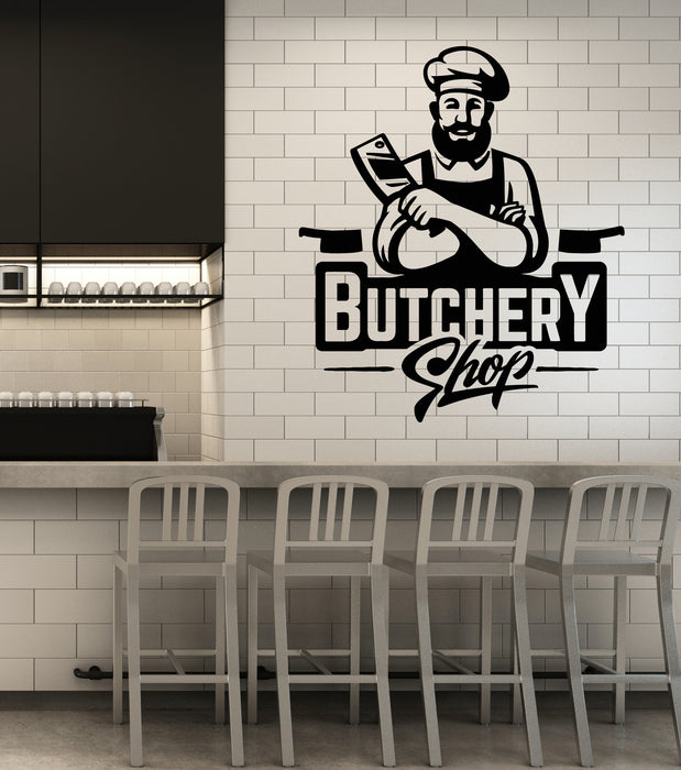 Vinyl Wall Decal Beef Meat Butchery Shop Knife Kitchen Art Stickers Mural (g4631)