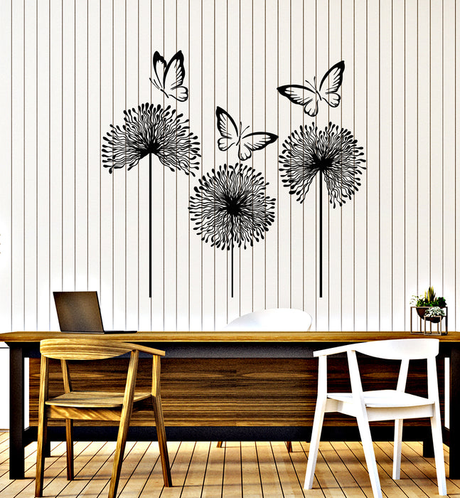 Vinyl Wall Decal Butterfly Flowers Dandelions Bedroom Decor Stickers Mural (g7485)