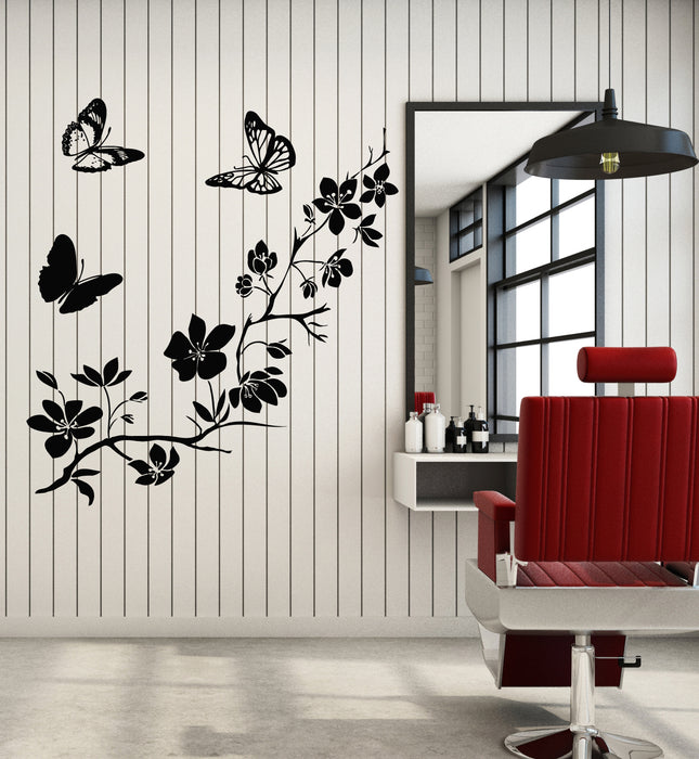 Vinyl Wall Decal Beauty Butterflies Flowers Nature Interior Stickers Mural (g5078)