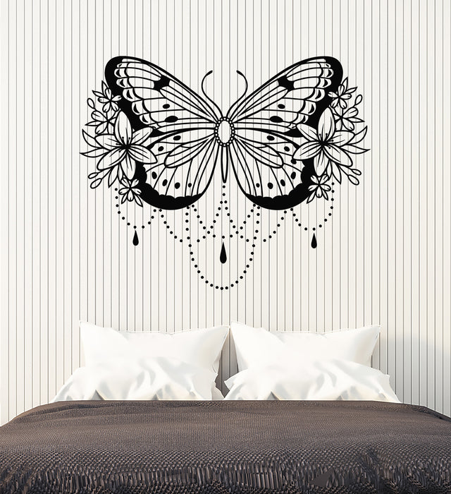 Vinyl Wall Decal Beauty Butterfly Lily Flowers Abstract Nature Home Interior Stickers Mural (g6786)