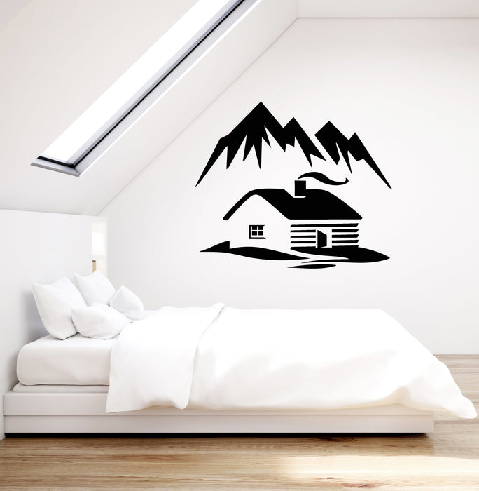 Vinyl Wall Decal Cabin Mountains Winter Nature Room Decoration Stickers Mural (ig5416)