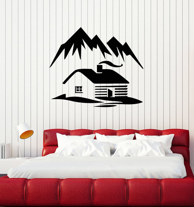 Vinyl Wall Decal Cabin Mountains Winter Nature Room Decoration Stickers Mural (ig5416)