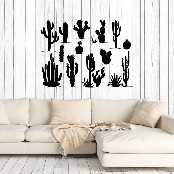 Vinyl Wall Decal Cactus Plants Desert Flowers Nature Decor Stickers Mural (g8400)