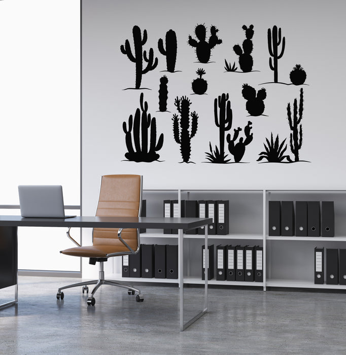 Vinyl Wall Decal Cactus Plants Desert Flowers Nature Decor Stickers Mural (g8400)