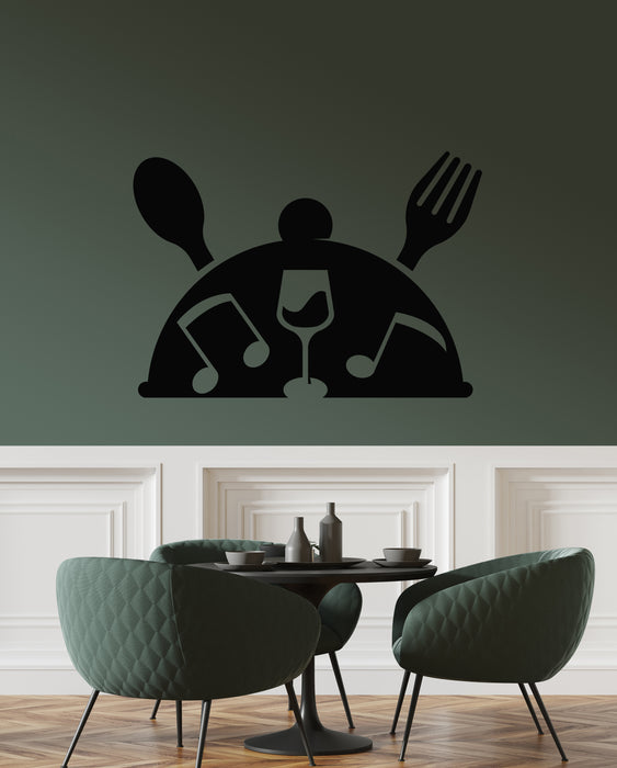 Vinyl Wall Decal Culinary Restaurant Icon Glass of Wine Notes Stickers Mural (g8317)
