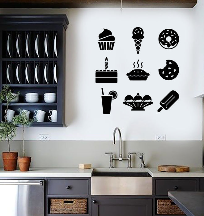 Vinyl Wall Decal Candy Ice Cream Cake Sweet Kitchen Cafe Interior Stickers Mural (g143)
