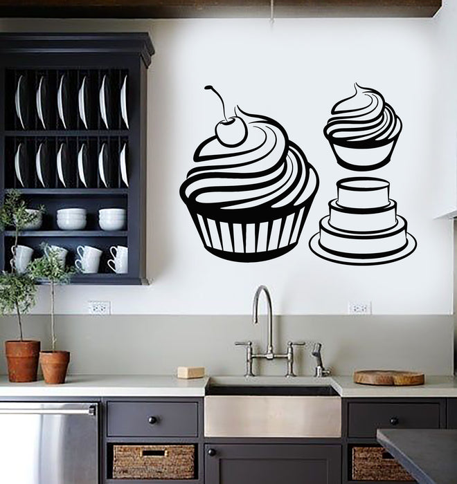 Vinyl Wall Decal Confectionery Muffin Cupcake Dessert Cream Bakehouse Stickers Mural (g2123)