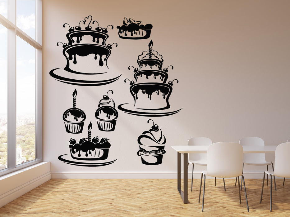 Vinyl Wall Decal Cooking Cafe Cake Pie Confectionery Bakery Bakehouse Stickers Mural (g2237)