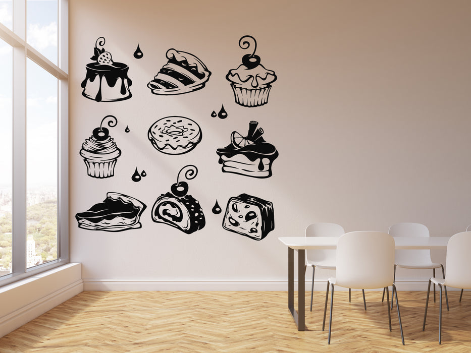 Vinyl Wall Decal Sweet Cake Muffin Cupcake Pie Dessert Bakery Stickers Mural (g2018)