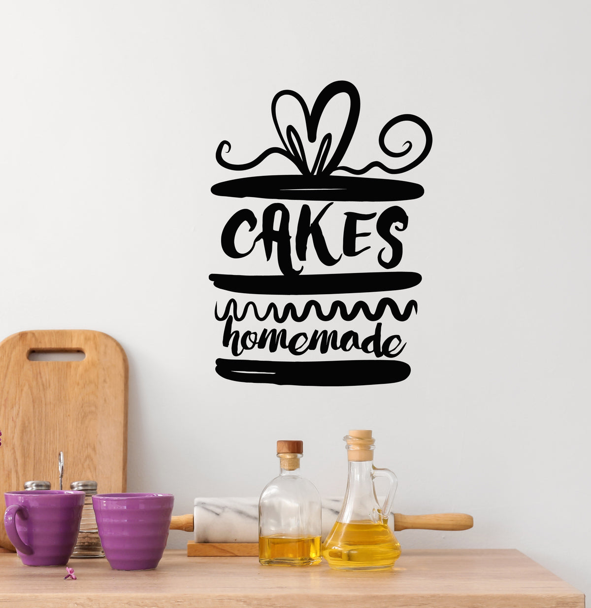 Vinyl Wall Decal Cakes Home Made Confectionery Pastry Kitchen Stickers