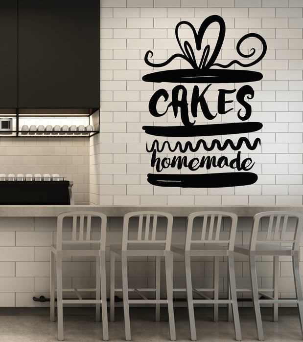 Vinyl Wall Decal Cakes Home Made Confectionery Pastry Kitchen Stickers Mural (g6819)