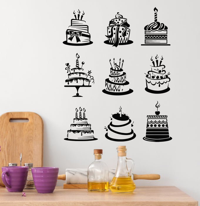 Vinyl Wall Decal Cake Pastry Shop Confectionery Dessert Cafe Stickers Mural (g5335)
