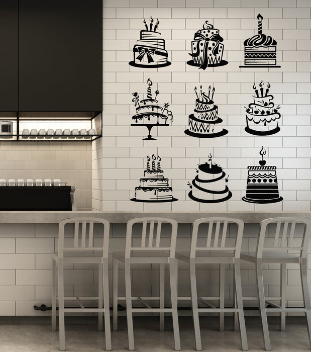 Vinyl Wall Decal Cake Pastry Shop Confectionery Dessert Cafe Stickers Mural (g5335)