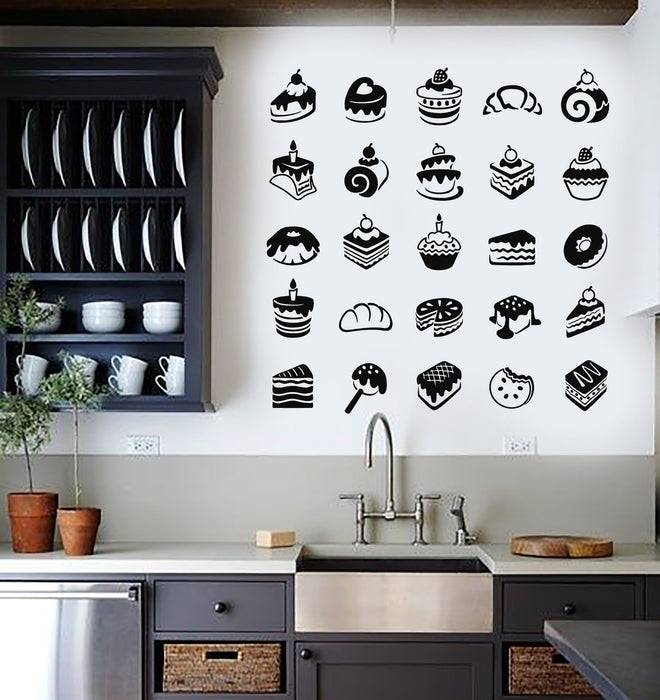 Vinyl Wall Decal Pastry Sweets Cake Muffin Candy Dessert Cream Stickers Mural (g5538)