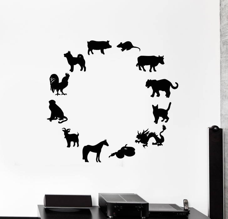 Vinyl Wall Decal Chinese Calendar Animals Collection Oriental Astrology Stickers Mural (g684)
