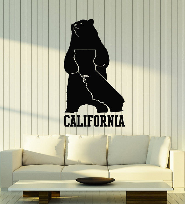 Виниловая наклейка на стену Карта Калифорнии Символ Медведя Гризли Искусство Декор Наклейки Фреска (ig5245)