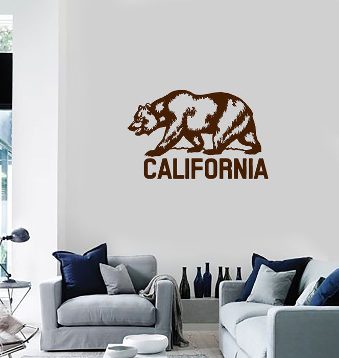 Vinyl Wall Decal California Grizzly Bear Flag USA State Home Interior Stickers Mural (ig5811)