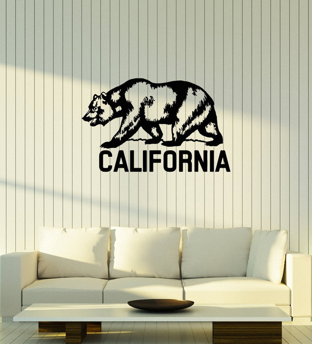 Vinyl Wall Decal California Grizzly Bear Flag USA State Home Interior Stickers Mural (ig5811)
