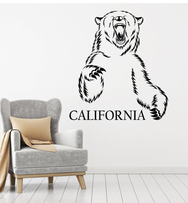 Vinyl Wall Decal California Symbol Grizzly Bear Beast Animal Home Interior Stickers Mural (g6749)