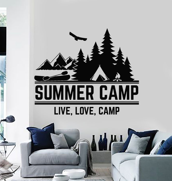 Vinyl Wall Decal Summer Camp Live Love Words Mountain Nature Stickers Mural (g844)