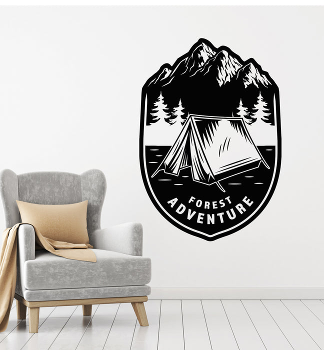 Vinyl Wall Decal Tent Camp Forest Adventure Mountains Landscape Stickers Mural (g2576)