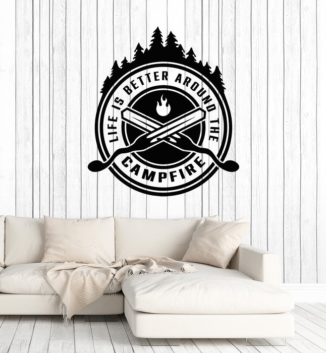 Vinyl Wall Decal Campfire Camping Fire Fireplace Forest Stickers Mural (g2577)