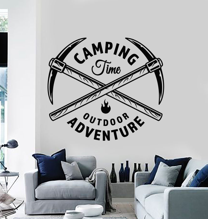 Vinyl Wall Decal Words Camping Time Outdoor Adventure Fire Stickers Mural (g2575)