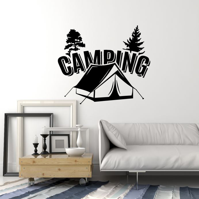 Vinyl Wall Decal Camping Tent Camp Trees Nature Room Art Stickers Mural (ig6131)