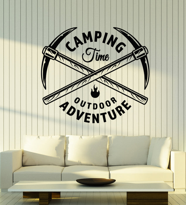 Vinyl Wall Decal Words Camping Time Outdoor Adventure Fire Stickers Mural (g2575)