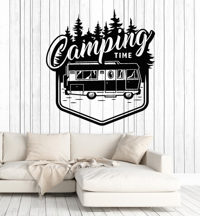 Vinyl Wall Decal Camping Time Adventure Bus Travel Tent Nature Stickers Mural (g2591)