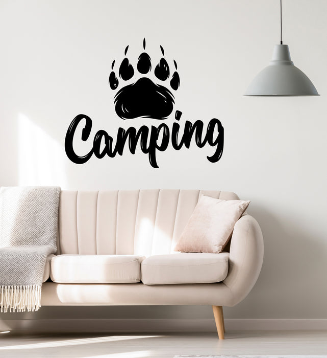 Vinyl Wall Decal Camping Bear Paw Outdoor Camp Stickers Mural (ig6352)