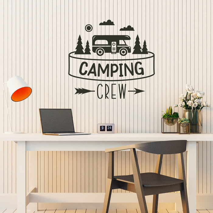 Camping Crew Vinyl Wall Decal Hobby Tourism Camp Team Nature Camper Sticker Mural (k006)