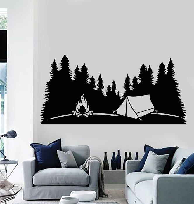 Vinyl Wall Decal Nature Camp Camping Adventure Fireplace Stickers Mural (g5144)