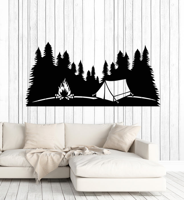 Vinyl Wall Decal Nature Camp Camping Adventure Fireplace Stickers Mural (g5144)