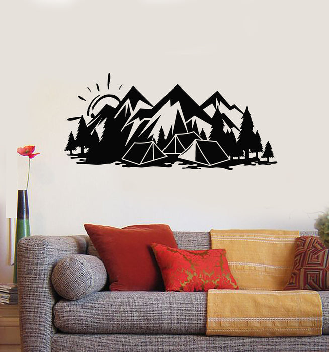 Vinyl Wall Decal Camping Travel Tourism Mountains Adventure Stickers Mural (g3719)