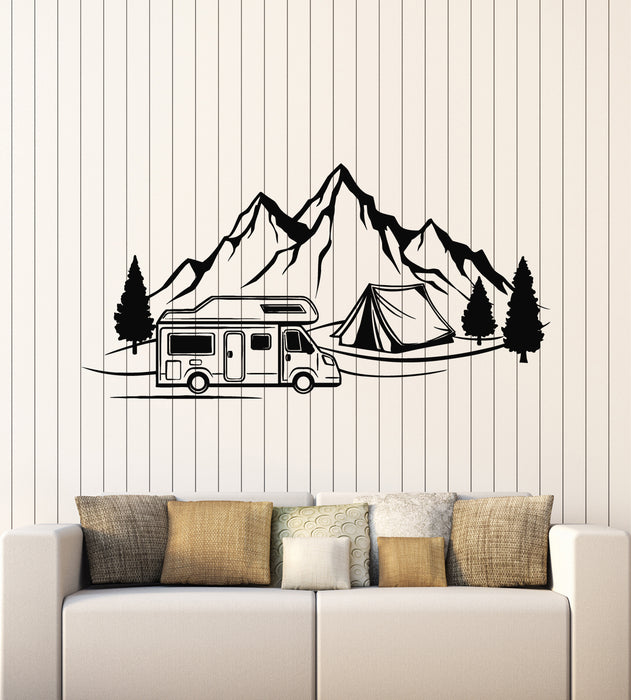 Vinyl Wall Decal Nature Adventure Mountains Camping Tourism Stickers Mural (g4857)