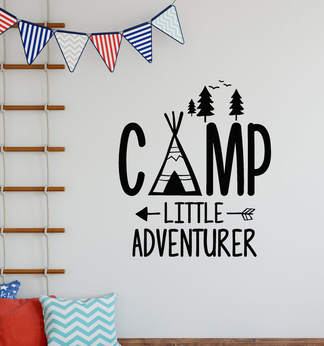 Vinyl Wall Decal Camp Little Adventurer Child Room Camping Stickers Mural (g5316)