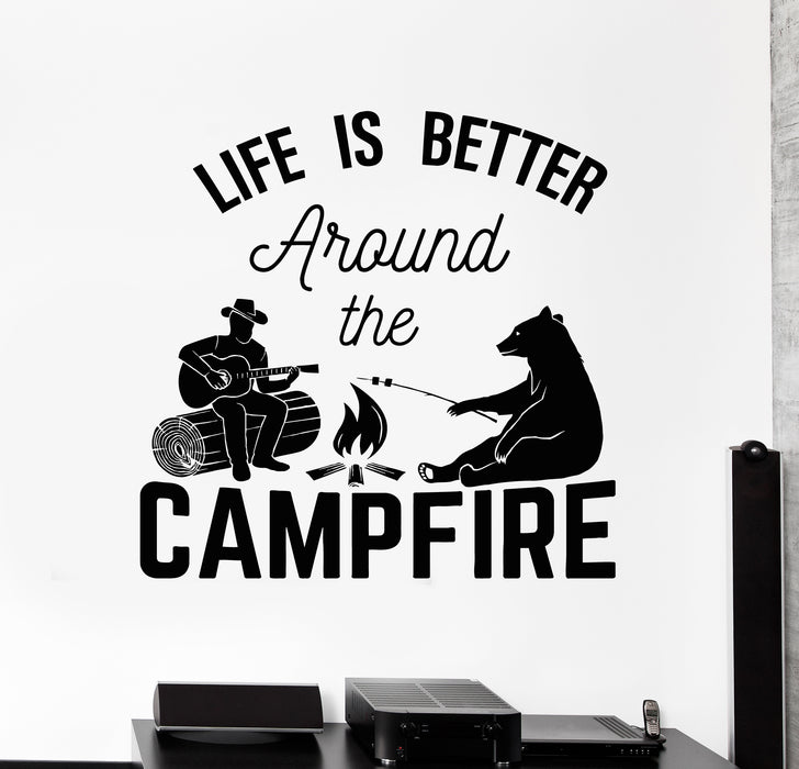 Autocollant mural en vinyle La vie est meilleure autour du camping Phrase Camp Stickers Mural (g5885)