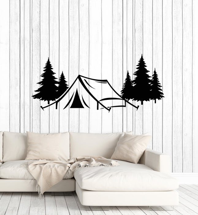 Vinyl Wall Decal Forest Nature Camp Decor Camping Fir Trees Stickers Mural (g6491)