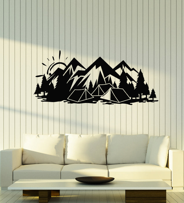Vinyl Wall Decal Camping Travel Tourism Mountains Adventure Stickers Mural (g3719)