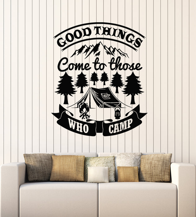 Vinyl Wall Decal Tourism Travel  Fire Camping Phrase Camp Stickers Mural (g4413)