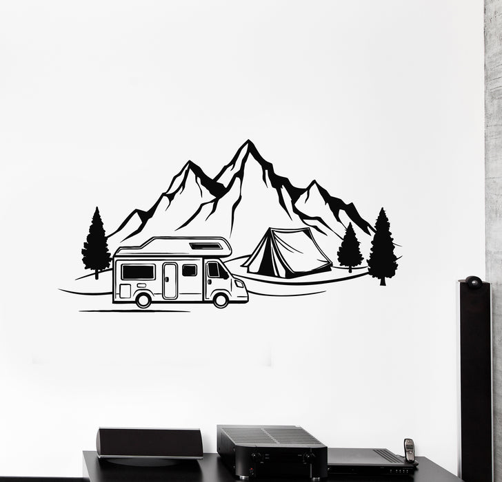 Vinyl Wall Decal Nature Adventure Mountains Camping Tourism Stickers Mural (g4857)