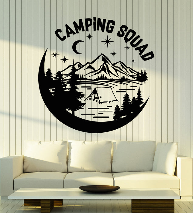 Vinyl Wall Decal Camping Squad Nature Night Moon Camp Stickers Mural (g5352)