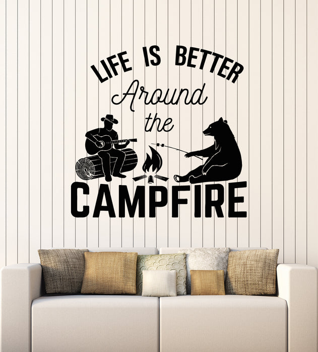 Autocollant mural en vinyle La vie est meilleure autour du camping Phrase Camp Stickers Mural (g5885)