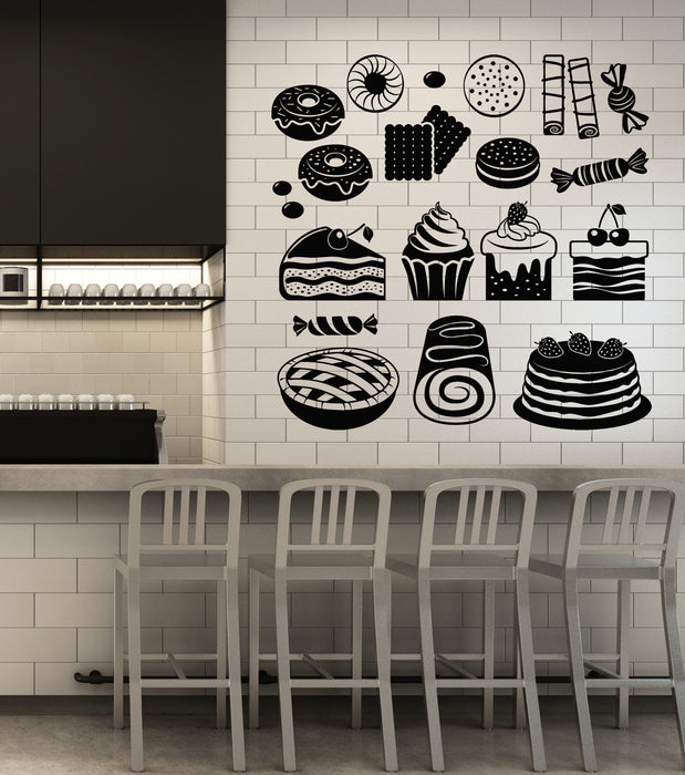 Vinyl Wall Decal Kitchen Cake Candy Shop Dessert Sweet Cafe Stickers Mural (g5547)